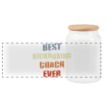 Kickboxing trainer - Panoramic Cookie Jar with Wooden Lid - white - Front