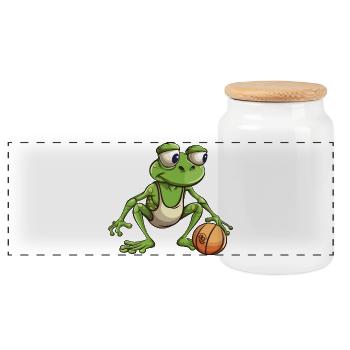 Grenouille de basket-ball - Boîte à biscuits avec couvercle en bois - blanc - Devant