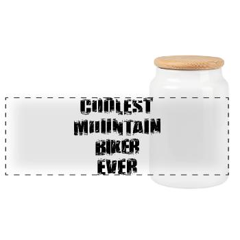 Cool mountain biker - Panoramic Cookie Jar with Wooden Lid - white - Front