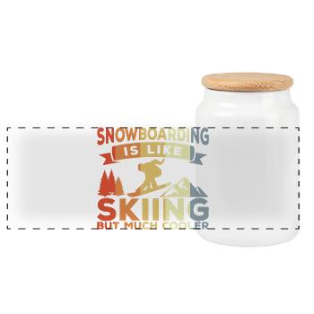 Snowboarding joke - Panoramic Cookie Jar with Wooden Lid - white - Front