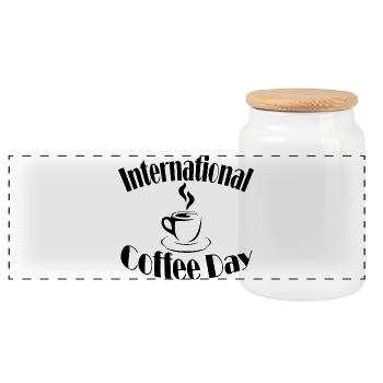 Coffee Day - Panorama Keksdose mit Holzdeckel - Weiß - Vorne