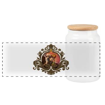 La petite fée et le faon mignon - Boîte à biscuits avec couvercle en bois - blanc - Devant