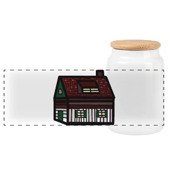 Tyrolean House Hut Cottage Building Real Estate - Panoramic Cookie Jar with Wooden Lid - white - Front