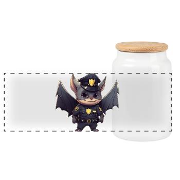 Bat Police - Panoramic Cookie Jar with Wooden Lid - white - Front