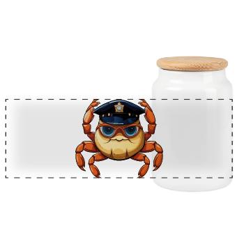 Policier crabe - Boîte à biscuits avec couvercle en bois - blanc - Devant