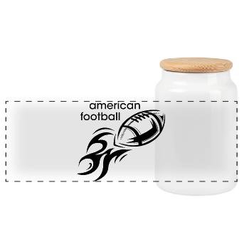 american football symbol game team club - Panoramic Cookie Jar with Wooden Lid - white - Front