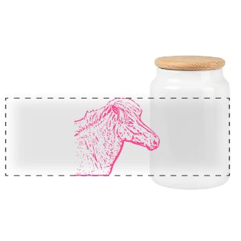 Pferd rosa pink - Panorama Keksdose mit Holzdeckel - Weiß - Vorne