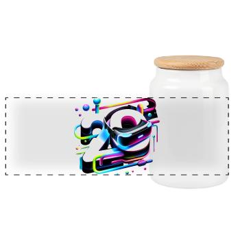 Anniversaire 20 ans Geek gamer 3D - Boîte à biscuits avec couvercle en bois - blanc - Devant