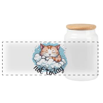 chat qui dort, humour drôle de chat - Boîte à biscuits avec couvercle en bois - blanc - Devant