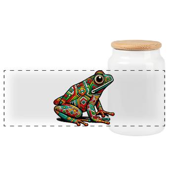Frog - Panoramic Cookie Jar with Wooden Lid - white - Front
