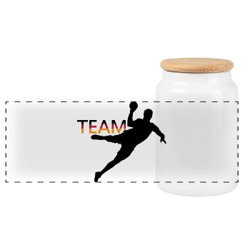 Handballer Handball Team Germany European Championship Symbol - Panoramic Cookie Jar with Wooden Lid - white - Front