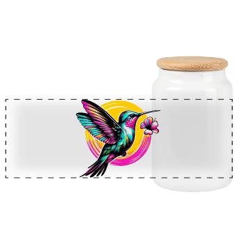 Kolibri - Panorama Keksdose mit Holzdeckel - Weiß - Vorne