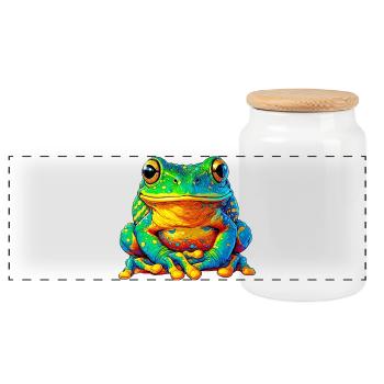 Frosch - Panorama Keksdose mit Holzdeckel - Weiß - Vorne