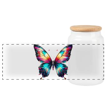 Papillon - Boîte à biscuits avec couvercle en bois - blanc - Devant