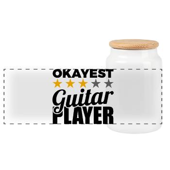 Okayest Guitar Player - Panoramic Cookie Jar with Wooden Lid - white - Front