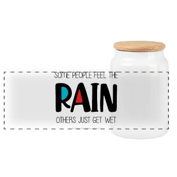 Sentir la pluie - Boîte à biscuits avec couvercle en bois - blanc - Devant