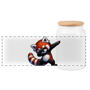 Red Panda Dab – Motif de danse kawaii - Boîte à biscuits avec couvercle en bois - blanc - Devant