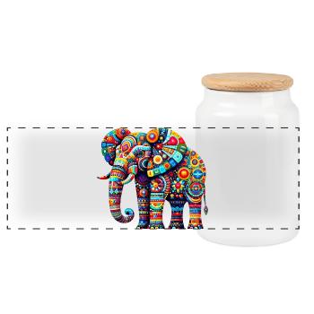 Elefant - Panorama Keksdose mit Holzdeckel - Weiß - Vorne