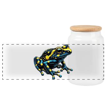 Frosch - Panorama Keksdose mit Holzdeckel - Weiß - Vorne