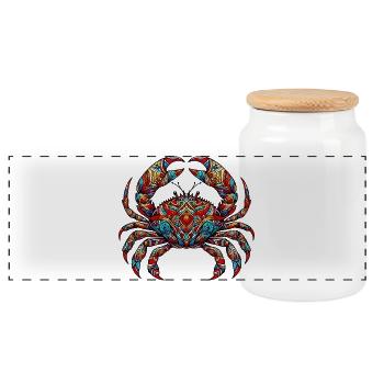 Crabe - Boîte à biscuits avec couvercle en bois - blanc - Devant