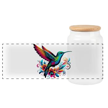 Kolibri - Panorama Keksdose mit Holzdeckel - Weiß - Vorne