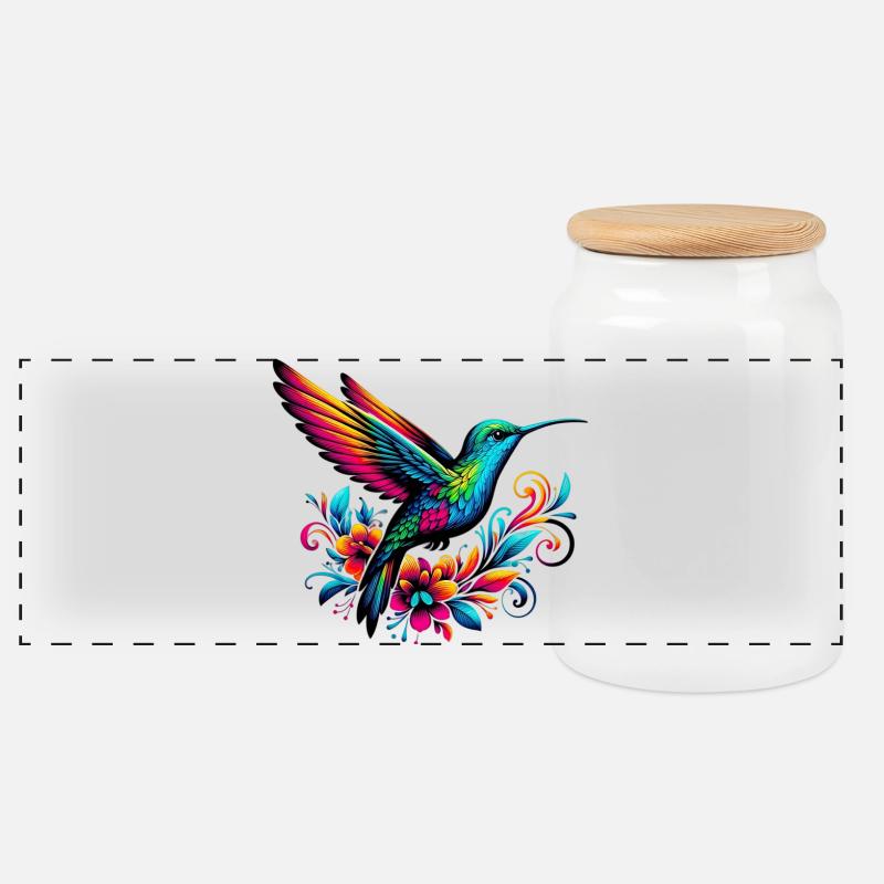 Kolibri - Panorama Keksdose mit Holzdeckel - Weiß