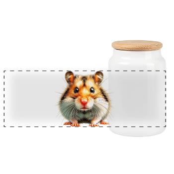 Hamster - Boîte à biscuits avec couvercle en bois - blanc - Devant