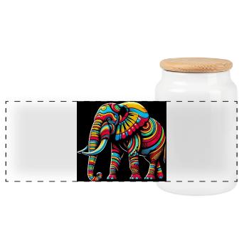 Éléphant Pop Art - Boîte à biscuits avec couvercle en bois - blanc - Devant