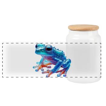 Frosch - Panorama Keksdose mit Holzdeckel - Weiß - Vorne