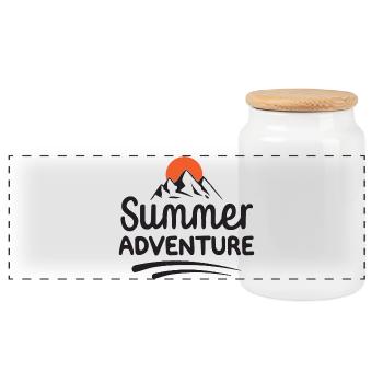Summer Adventure - Panoramic Cookie Jar with Wooden Lid - white - Front