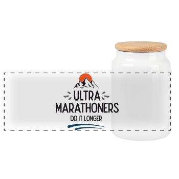 Ultra-Marathonläufer machen es länger - Panorama Keksdose mit Holzdeckel - Weiß - Vorne
