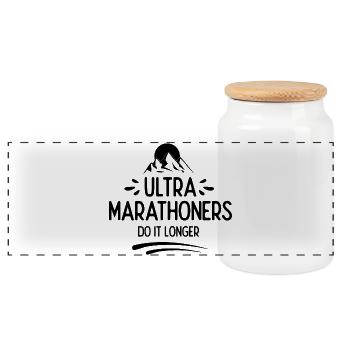 Ultra-Marathonläufer machen es länger - Panorama Keksdose mit Holzdeckel - Weiß - Vorne