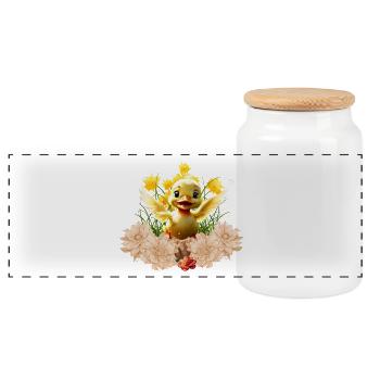 Caneton doux - Boîte à biscuits avec couvercle en bois - blanc - Devant
