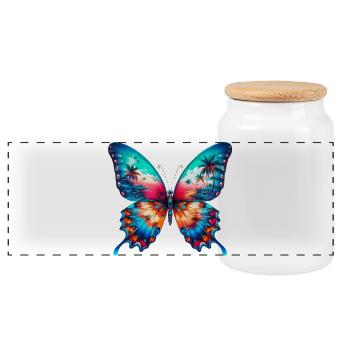 Papillon - Boîte à biscuits avec couvercle en bois - blanc - Devant