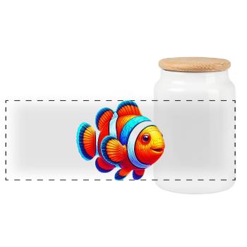 Clownfish - Panoramic Cookie Jar with Wooden Lid - white - Front