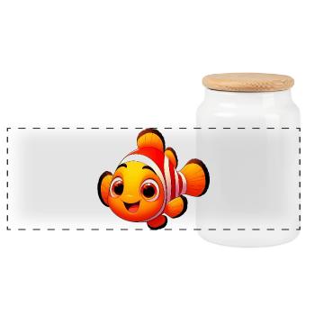 Poisson-clown - Boîte à biscuits avec couvercle en bois - blanc - Devant