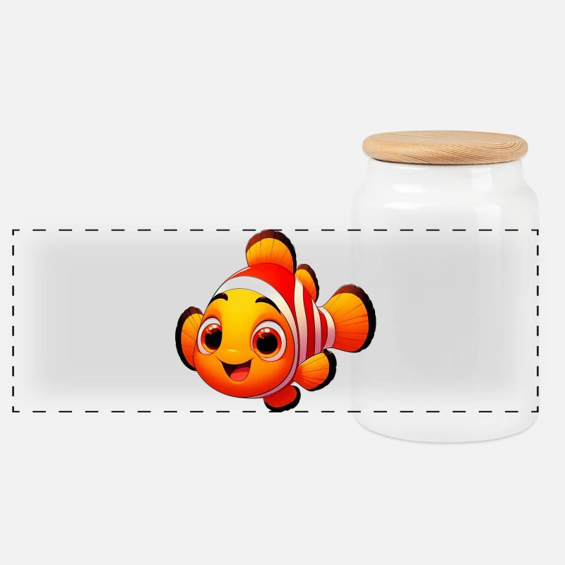 Clownfisch - Panorama Keksdose mit Holzdeckel - Weiß