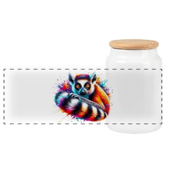 Lémurien - Boîte à biscuits avec couvercle en bois - blanc - Devant