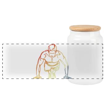 Dessin de bodybuilder Vintage - Boîte à biscuits avec couvercle en bois - blanc - Devant