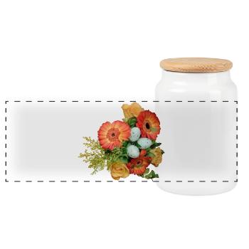 Bouquet avec motif d’œufs de Pâques - Boîte à biscuits avec couvercle en bois - blanc - Devant
