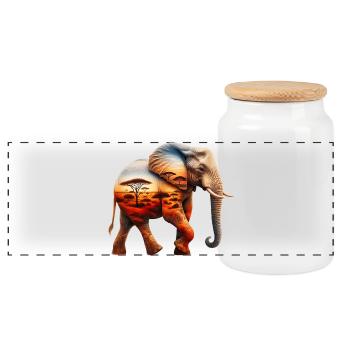 Éléphant - Boîte à biscuits avec couvercle en bois - blanc - Devant