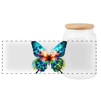 Papillon - Boîte à biscuits avec couvercle en bois - blanc - Devant
