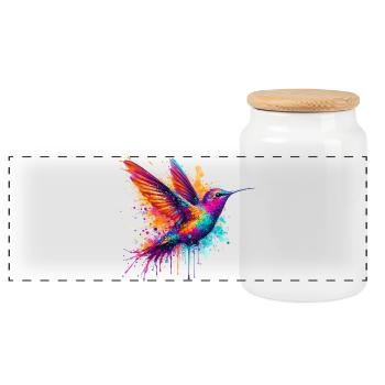 Kolibri - Panorama Keksdose mit Holzdeckel - Weiß - Vorne