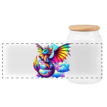 Dragon - Boîte à biscuits avec couvercle en bois - blanc - Devant