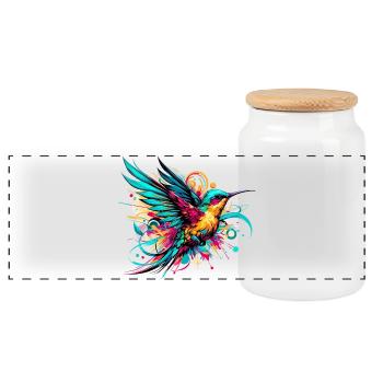 Kolibri - Panorama Keksdose mit Holzdeckel - Weiß - Vorne