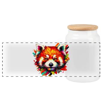 Kleiner Panda - Panorama Keksdose mit Holzdeckel - Weiß - Vorne