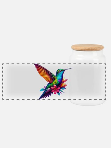 Kolibri - Panorama Keksdose mit Holzdeckel - Weiß