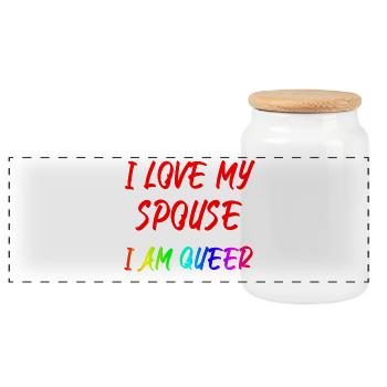 I Love My Spouse I Am Queer - Panorama Keksdose mit Holzdeckel - Weiß - Vorne