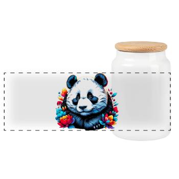 Panda - Panorama Keksdose mit Holzdeckel - Weiß - Vorne
