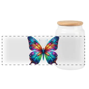 Schmetterling - Panorama Keksdose mit Holzdeckel - Weiß - Vorne